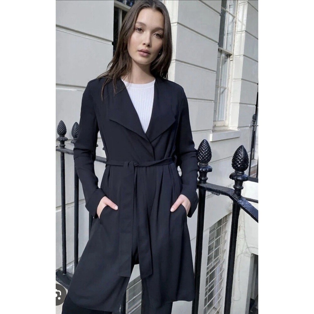 Aritzia Babaton Quincey Jacket Trench Small S Black Coat Work Blazer - Picture 14 of 15